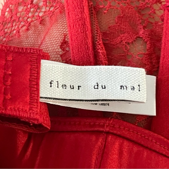 Fleur du Mal Frankie Lace Boned Balconette Bra Red Size 32D - Picture 5 of 5